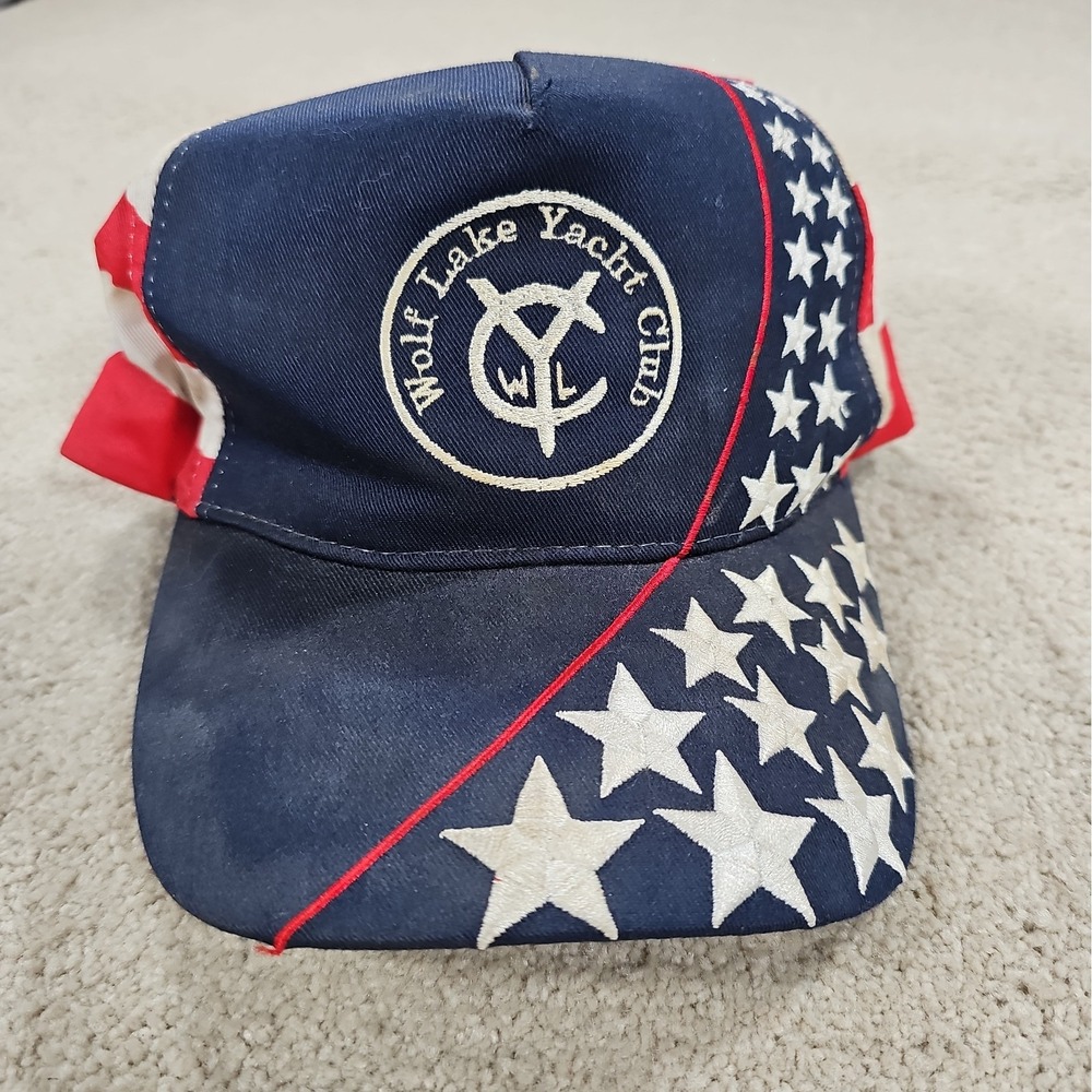 Wolf Lake Yacht Club Hat Leather Strapback Anchor Jackson Michigan MI Sailing US